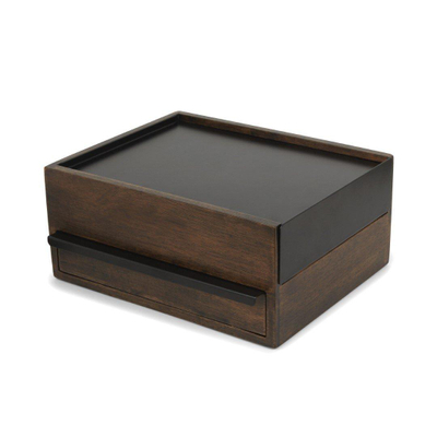 Umbra Stowit opbergbox 26x22x12cm Rubberhout Zwart/walnoot