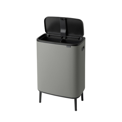 Brabantia Bo Touch Bin Hi Afvalemmer - 2x30 liter - 2 kunststof binnenemmers - mineral concrete grey