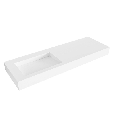 Mondiaz AVON Vrijhangende wastafel - 140cm - wasbak links - rand 12cm - Solid surface Talc