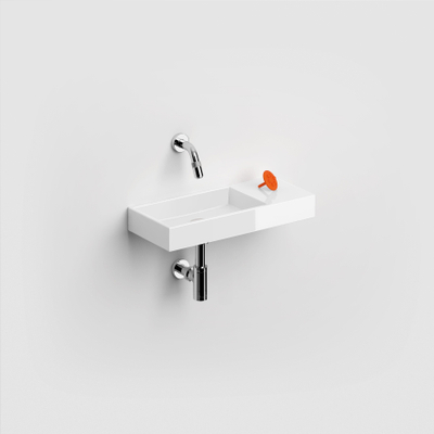 Clou Mini Wash Me fontein 45x19cm zonder kraangat en plug kranenbank rechts Keramiek Wit
