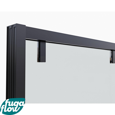 FugaFlow Efficiente Vetro douchecabine 150x80cm met schuifdeur 8mm veiligheidsglas met anti kalk zwart mat -