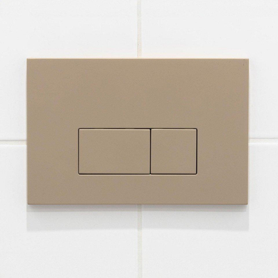 QeramiQ Dely Toiletset - 36.3x51.7cm - diepspoel - rimless - Geberit UP320 inbouwreservoir - softclose toilet zitting - bedieningsplaat taupe - rechthoekige knoppen - mat beige