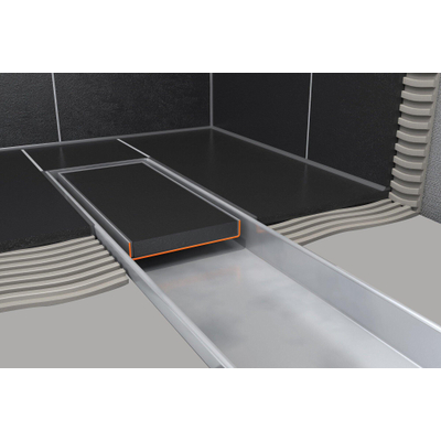 Easy Drain Tegeldrain tegelgoot met zijuitloop 9.8x80cm 50mm RVS OUTLETSTORE