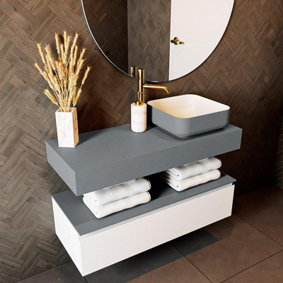 Mondiaz TOP 23 Vrijhangend Topblad - 100x23.5x12cm - geschikt voor waskom - Solid surface - Plata