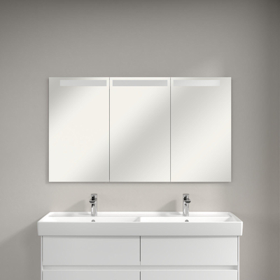 Villeroy & Boch My View In inbouw spiegelkast met LED verlichting 3 voudig dimbaar met 3 deuren 130.1x74.7x10.7cm