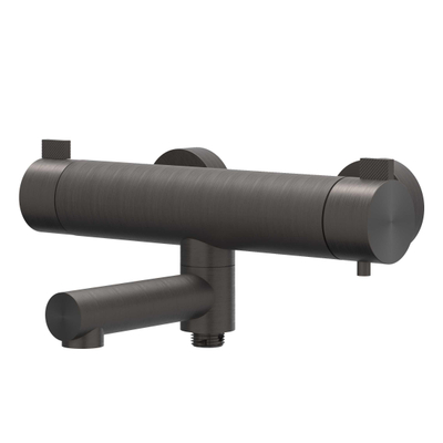 IVY Tribe Badthermostaatkraan opbouw - draaibare baduitloop - omstel - RVS316 - geborsteld carbon black PVD