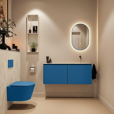 MONDIAZ TURE-DLUX 120cm toiletmeubel Jeans. EDEN wastafel Ostra positie rechts. Zonder kraangat.