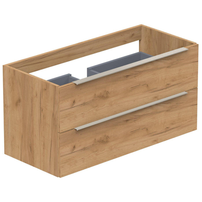 Thebalux Type onderbouwkast 100x45x50cm opbouwgreep RVS 2 softclose lades standaard greep MDF/spaanderplaat sequoia