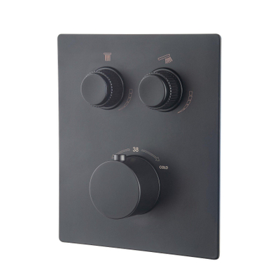 Wiesbaden Caral doucheset - 2 functies - handdouche 3 standen - hoofddouche 25cm - met garnituur - zwart mat