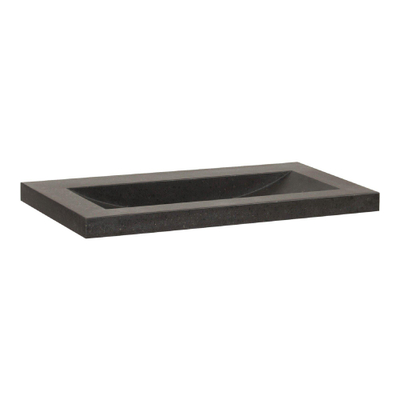 BRAUER Magma wastafel 80x46x5cm - 1 wasbak - 0 kraangaten - natuursteen - basalt antraciet