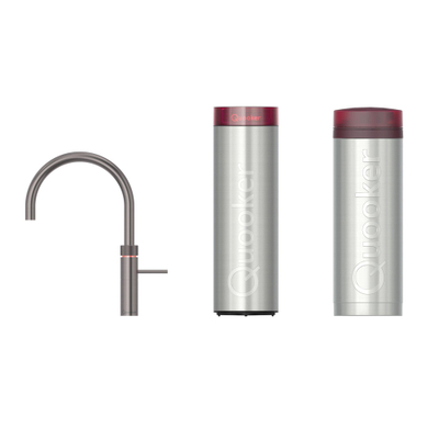Quooker Fusion Round kokendwaterkraan - draaibare uitloop - PRO3 incl. Cube reservoir - Warm / kokend / bruisend / gefilterd water - Gunmetal