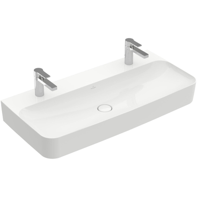 Villeroy & Boch Finion wastafel met 2 kraangaten 100x47cm ceramic+ zonder overloop wit