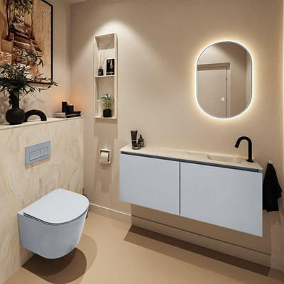 MONDIAZ TURE-DLUX 120cm toiletmeubel Clay. EDEN wastafel Ostra positie rechts. Met 1 kraangat.