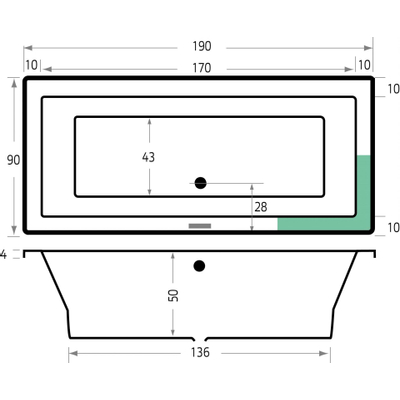 Xenz Society ligbad 190x90x50cm met poten zonder afvoer Acryl Antraciet Mat