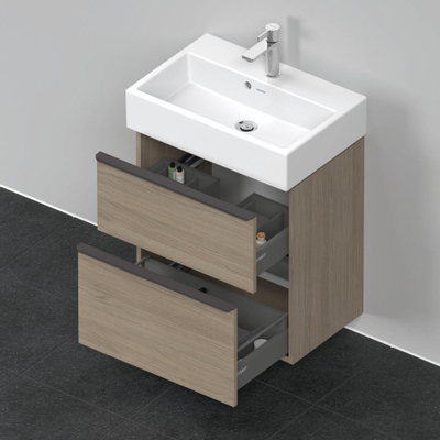 Duravit D-Neo wastafelonderkast 58.4x62.5x37.2cm 2 lades Eiken (terra) Mat