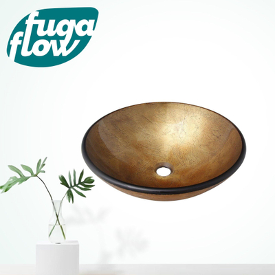 FugaFlow Efficiente Arredo Waskom - 42x14,5cm - rond - gehard glas - bruin rood