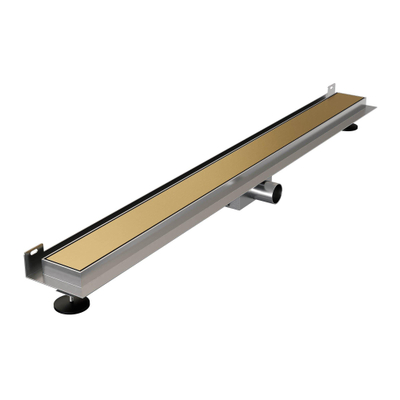 Brauer Douchegoot - 90x7.5cm - muurflens - tegelinlegrooster omkeerbaar - RVS - geborsteld goud