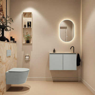 MONDIAZ TURE-DLUX 80cm toiletmeubel Greey. EDEN wastafel Frappe positie rechts. Met 1 kraangat.