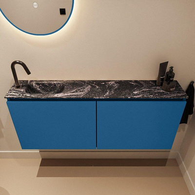MONDIAZ TURE-DLUX 120cm toiletmeubel Jeans. EDEN wastafel Lava positie links. Met 1 kraangat.