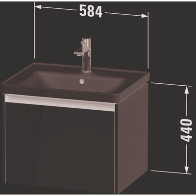 Duravit Ketho 2 wastafelonderbouwkast met 1 lade 58.4x45.5x44cm met greep antraciet basalt mat