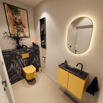 MONDIAZ TURE-DLUX 60cm toiletmeubel Ocher. EDEN wastafel Lava positie midden. Met 1 kraangat.