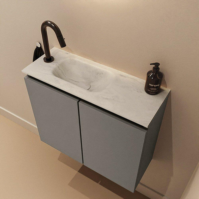 MONDIAZ TURE-DLUX 60cm toiletmeubel Smoke. EDEN wastafel Opalo positie links. Met 1 kraangat.