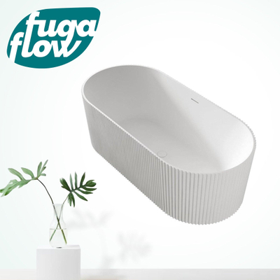 FugaFlow Eccelente Anta vrijstaand bad - ribbel - 170x80x58cm - met afvoer - acryl - mat wit