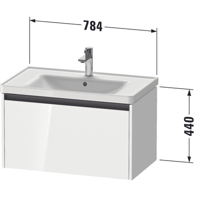 Duravit Ketho 2 wastafelonderbouwkast met 1 lade 78.4x45.5x44cm met greep antraciet betongrijs mat