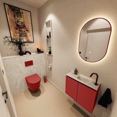 MONDIAZ TURE-DLUX 60cm toiletmeubel Fire. EDEN wastafel Ostra positie rechts. Met 1 kraangat.
