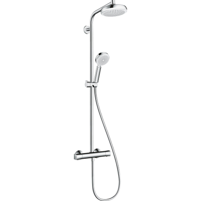 Hansgrohe Crometta 160 showerpipe EcoSmart: met Ecostat Universal douchekraan thermostatisch met crometta 100 Vario handdouche en crometta 160 hoofddouche wit/chroom