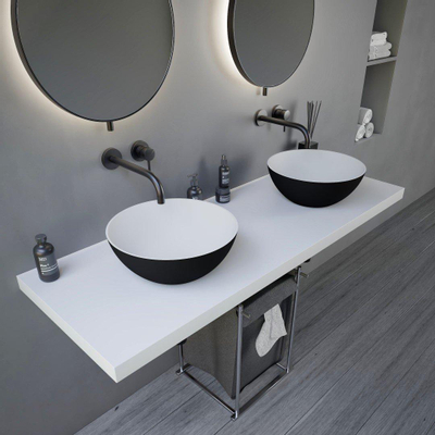 Ideavit Solidthin waskom - 39x39x14.5cm - Solid surface - Rond - Mat Zwart