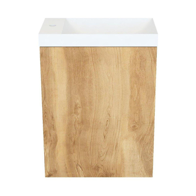 Arcqua Marble Fonteinset - 40x22x54.5cm - fontein mat wit - met overloop - oak natural