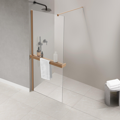 Fortifura Galeria handdoekrek voor inloopdouche - klemmen - inkortbaar - geborsteld koper