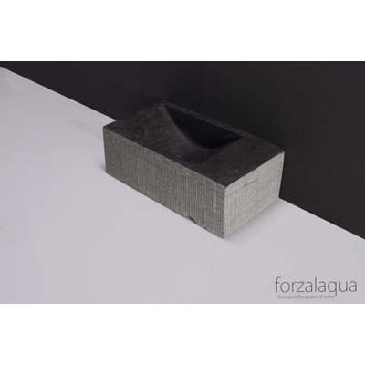 Forzalaqua Venetia fonteinbak 40x22x10cm wasbak Links 1 kraangat rechts Natuursteen Hardsteen gezoet & gefrijnd