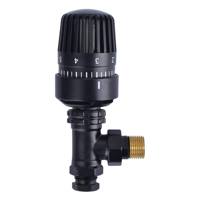 Riko thermostatische radiatorventiel 1/2''x15mm haaks mat-zwart