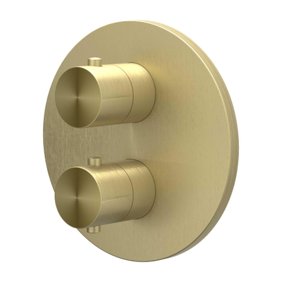 IVY Concord Regendoucheset - inbouw - 2-weg stop-omstel - 40cm wandarm - 25cm medium hoofddouche rond - houder met uitlaat - 150cm doucheslang - staafmodel handdouche - RVS316 - geborsteld mat goud PVD