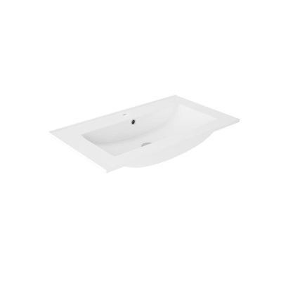 Adema Vygo Small Meubelwastafel - 80x40x2cm - 1 kraangat - keramiek - glans wit