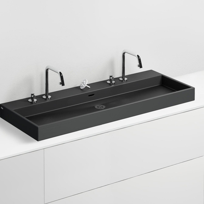 Clou Wash Me wastafel 110x42cm zonder plug Keramiek Zwart mat