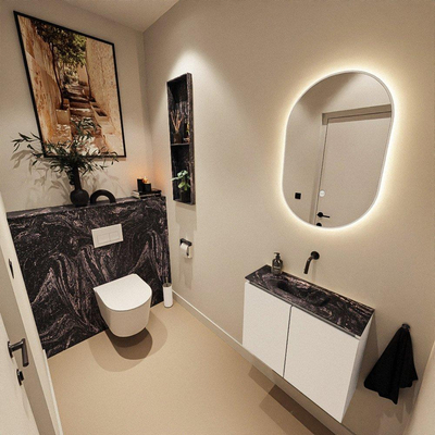 MONDIAZ TURE-DLUX 60cm toiletmeubel Talc. EDEN wastafel Lava positie midden. Zonder kraangat.