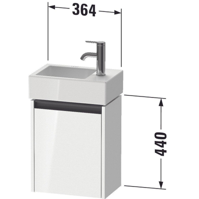 Duravit Ketho 2 wastafelonderbouwkast met 1 deur 36.4x23.8x44cm rechts, met greep antraciet eiken terra mat