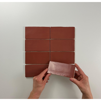 Cifre Ceramica Atlas wandtegel - 7.5x15cm - 8.5mm - Rechthoek - Rood mat
