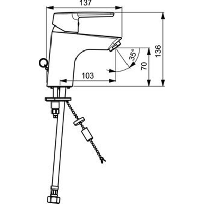 Hansa Hansapolo wastafelkraan m. vaste uitloop 10.3cm met inzinkbare ketting chroom