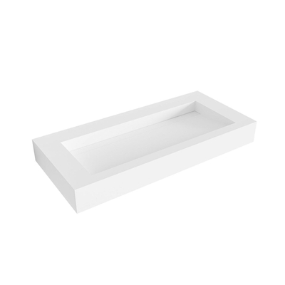 Mondiaz AVON Vrijhangende wastafel - 100cm - wasbak midden - rand 12cm - Solid surface Talc