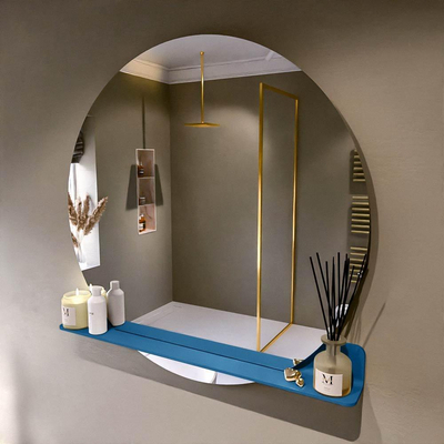 Mondiaz SPOT Badkamerspiegel - rond 110cm - spiegelplanchet - kleur Jeans