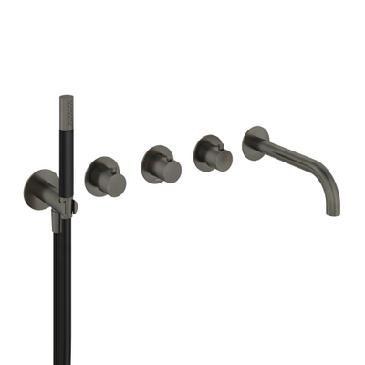 Hotbath Cobber afbouwdeel inbouw bad thermostaat met 2 stopkranen met uitloop verouderd ijzer