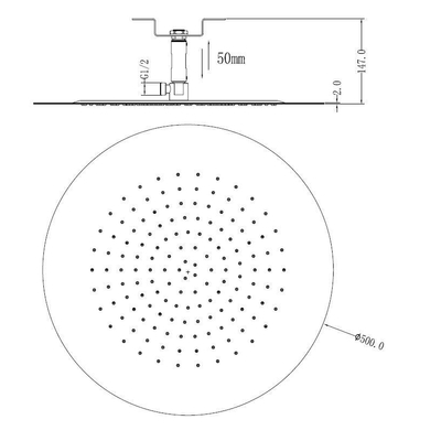 Wiesbaden UFO inbouw-hoofddouche plafond rond 50x2cm chroom