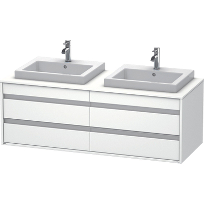 Duravit Ketho Wastafelonderkast 140x55.1x49.6cm Standaard greep wasbak links en rechts met softclose spaanplaat wit Mat