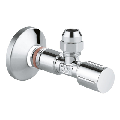 GROHE hoekstopkraan knel met teflon dichtingsring 1/2 x3/8 met metalen greep chroom