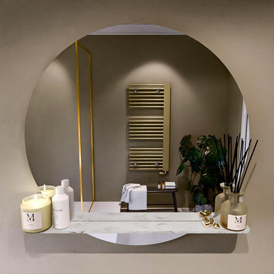 Mondiaz SPOT Badkamerspiegel - rond 90cm - spiegelplanchet - kleur Glace