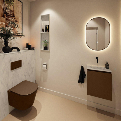 MONDIAZ TURE-DLUX 40cm toiletmeubel Rust. EDEN wastafel Opalo positie midden. Zonder kraangat.
